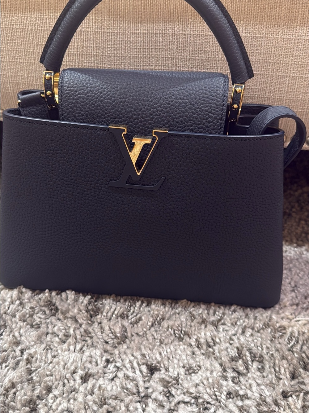 Louis Vuitton Black Leather Capucines